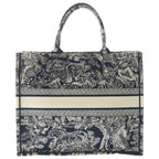 Dior Book Tote Large Toile de Jouy Reverse Embroidery Navy Jacquard — view 2