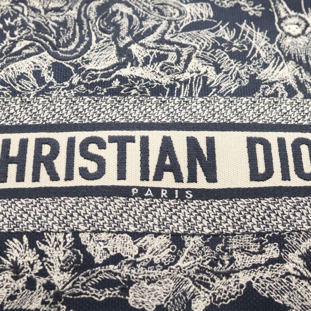 Dior Book Tote Large Toile de Jouy Reverse Embroidery Navy Jacquard — view 6