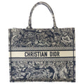 Dior Book Tote Large Toile de Jouy Reverse Embroidery Navy Jacquard