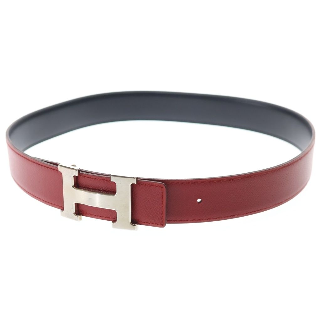 Hermes Constance Leather Belt Red Silver