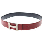 Hermes Constance Leather Belt Red Silver