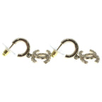 Chanel CC Logo Rhinestone Earrings Gold — view 4