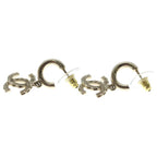 Chanel CC Logo Rhinestone Earrings Gold — view 3