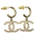 Chanel CC Logo Rhinestone Earrings Gold — view 2