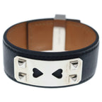 Hermes Collier de Chien 24 Leather Bangle Bracelet Silver Black — view 4