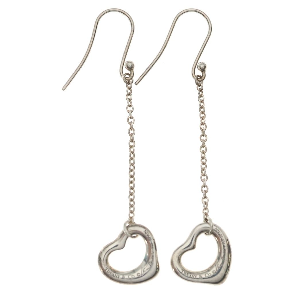 Tiffany & Co Elsa Peretti Open Heart Drop Earrings Silver — view 2
