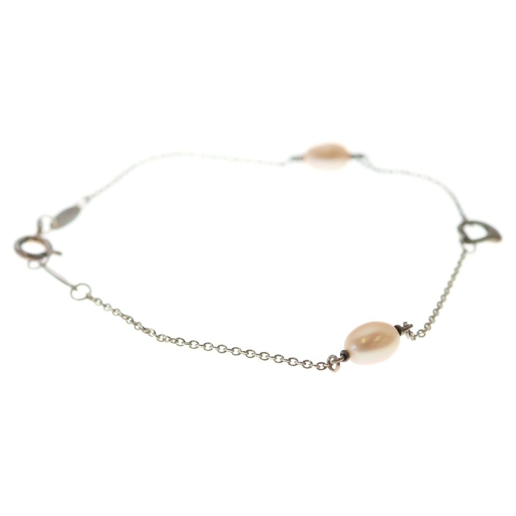 Tiffany & Co Open Heart Pearl Bracelet White Silver — view 3