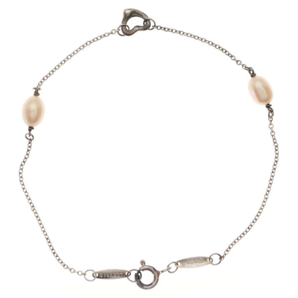 Tiffany & Co Open Heart Pearl Bracelet White Silver — view 2