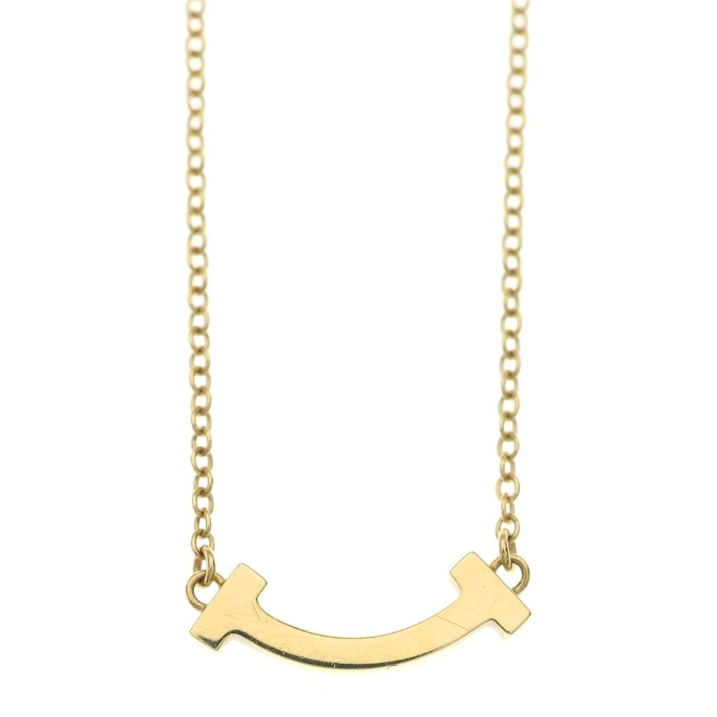 Tiffany & Co T Smile Mini Pendant Chain Gold — view 3