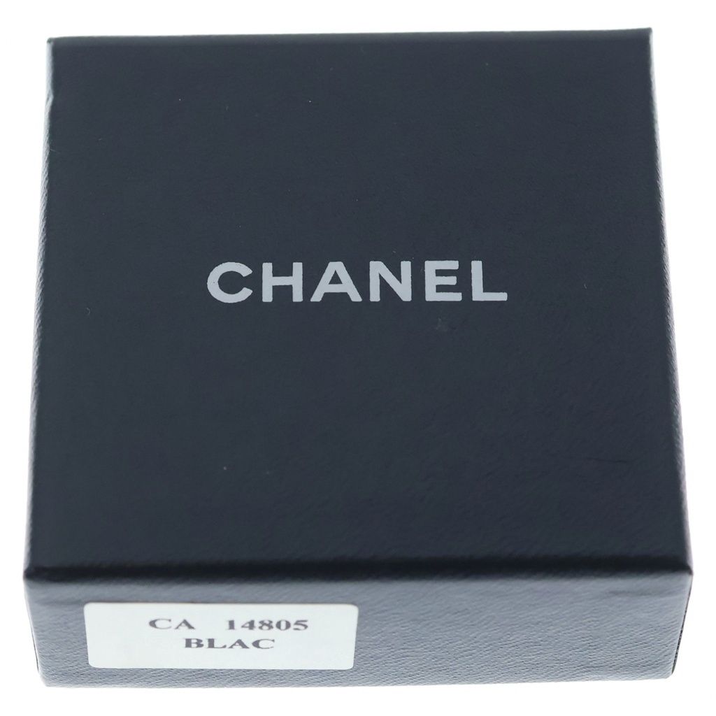Chanel CC Logo Rhinestone Earrings Dark Silver — view 6