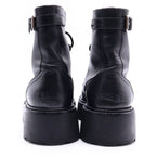 Celine Bulky Studded Logo Leather Lace Up Boots BE Black — view 3