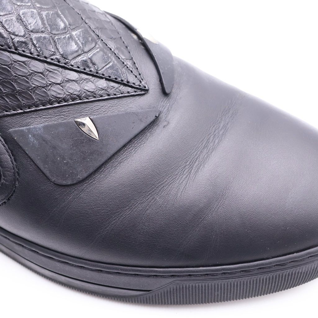 Fendi Monster Star Bugs Eye Leather Slip on Low Cut Sneakers Black — view 6