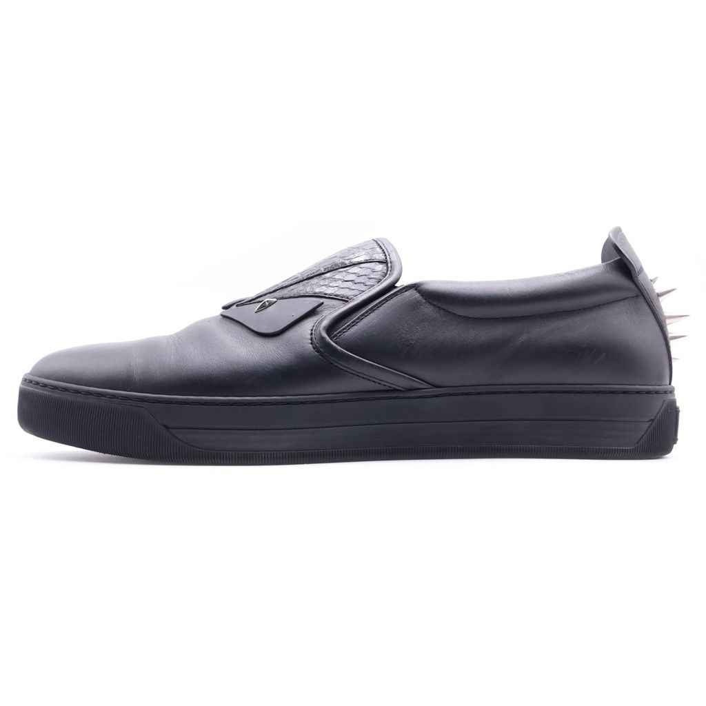 Fendi Monster Star Bugs Eye Leather Slip on Low Cut Sneakers Black