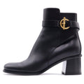 Hermes Ghillies 60 Glenan Buckle Side Zip Leather Heels Short Boots Black