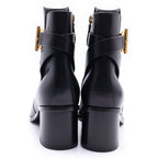 Hermes Ghillies 60 Glenan Buckle Side Zip Leather Heels Short Boots Black — view 3