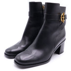Hermes Ghillies 60 Glenan Buckle Side Zip Leather Heels Short Boots Black — view 2