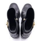 Hermes Ghillies 60 Glenan Buckle Side Zip Leather Heels Short Boots Black — view 4