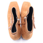 Hermes Homage Suede Leather Buckle Square Toe Short Boots Brown — view 4
