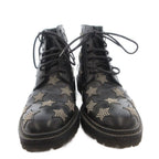 Saint Laurent Short Boots Lace Up Star Leather 38 Black — view 4