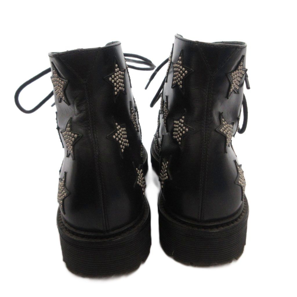Saint Laurent Short Boots Lace Up Star Leather 38 Black — view 5