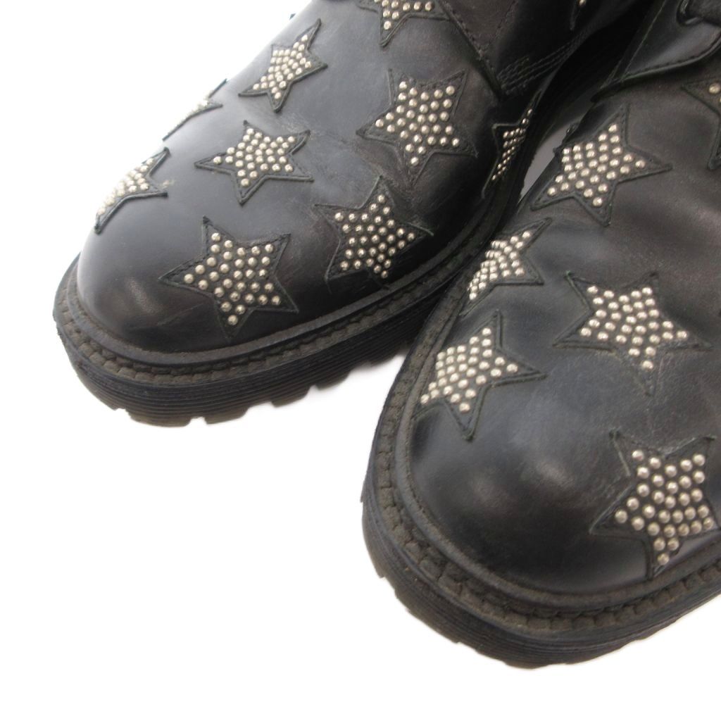 Saint Laurent Short Boots Lace Up Star Leather 38 Black — view 3