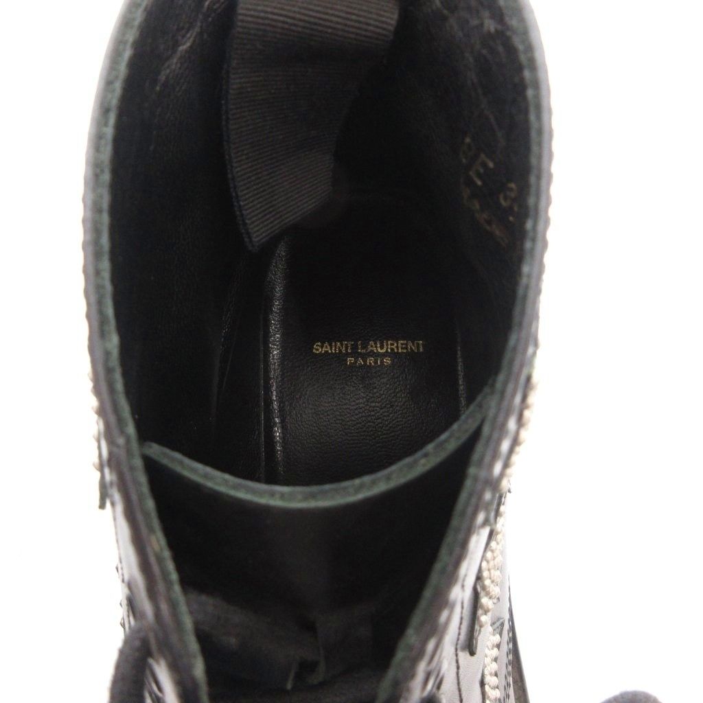 Saint Laurent Short Boots Lace Up Star Leather 38 Black — view 7