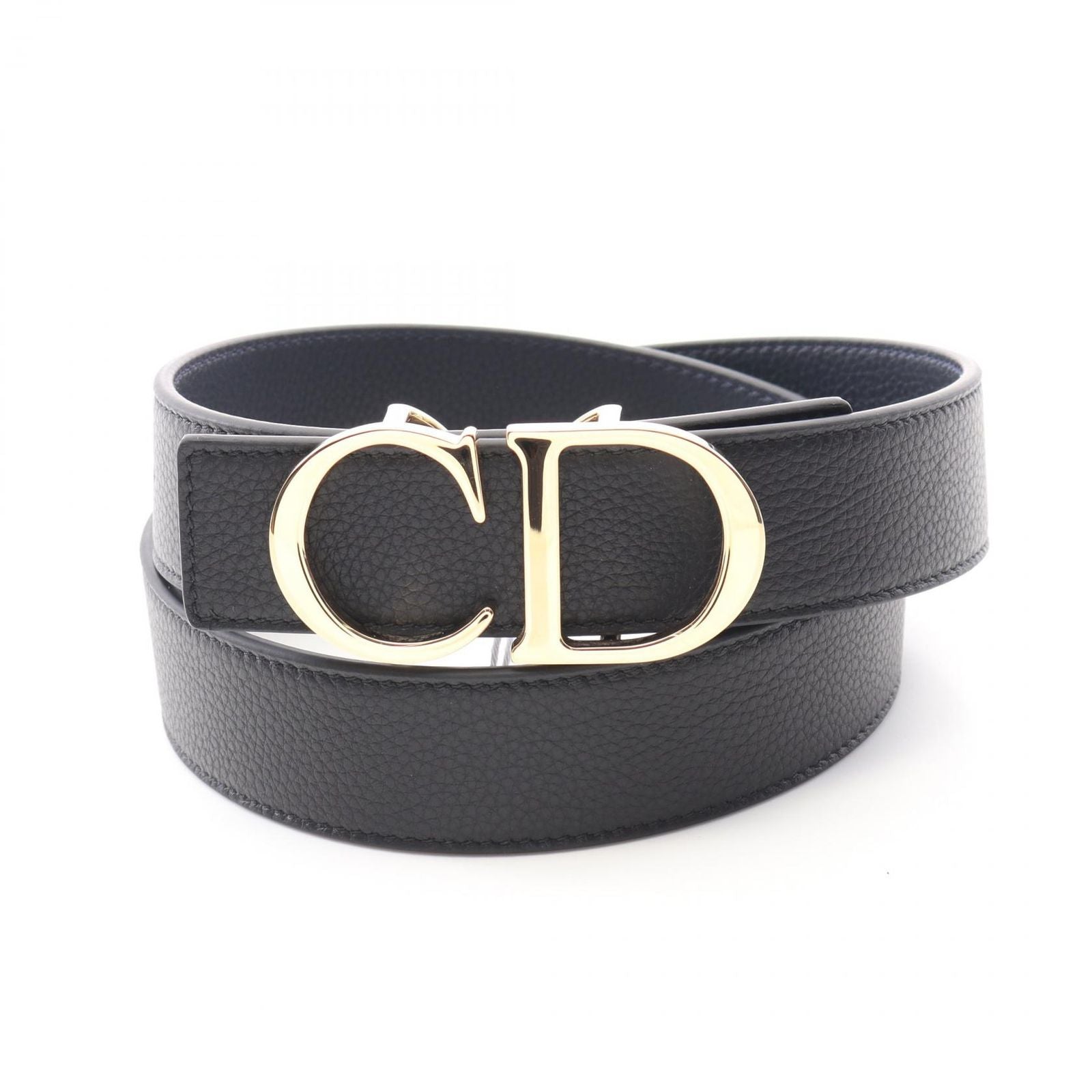 Dior Belt CD Logo Black Leather