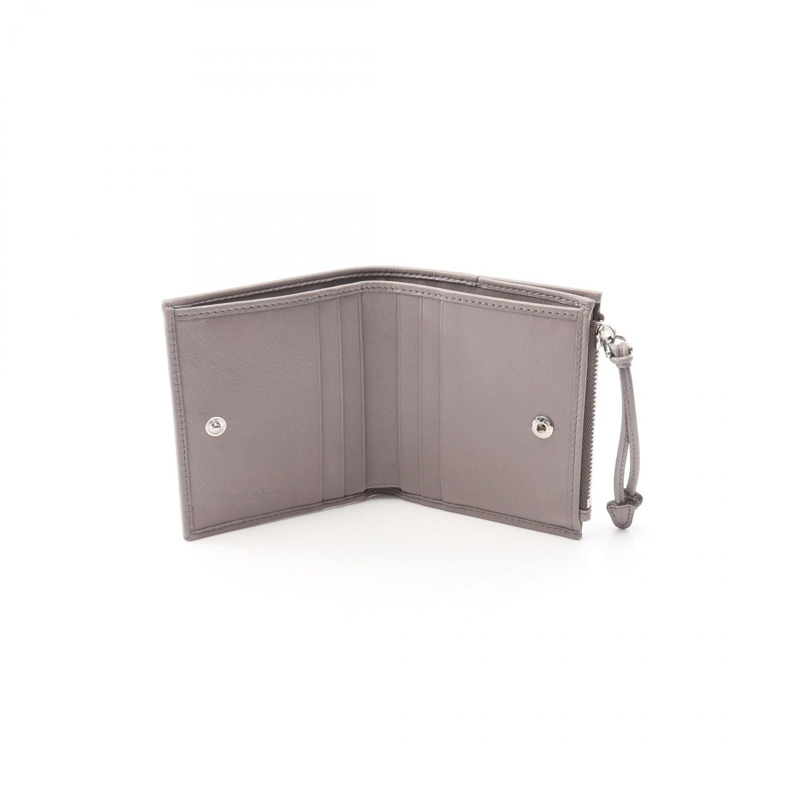 Prada Bifold Wallet Soft Lux Gray Leather — view 3