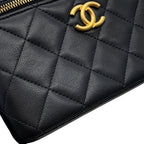 Chanel Chain Shoulder Bag Vanity Quilted CC Logo Lambskin Black — view 8