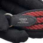 Hermes Shoulder Strap Bandouliere Sangle Cordage Rouge Ache Black Silver — view 9