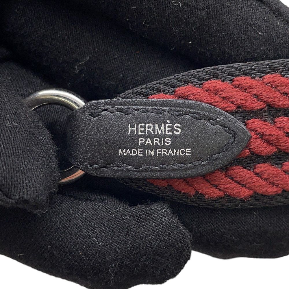 Hermes Shoulder Strap Bandouliere Sangle Cordage Rouge Ache Black Silver — view 9
