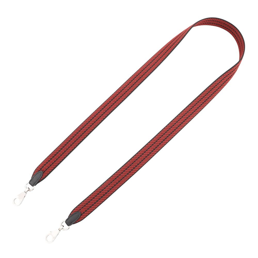 Hermes Shoulder Strap Bandouliere Sangle Cordage Rouge Ache Black Silver — view 4