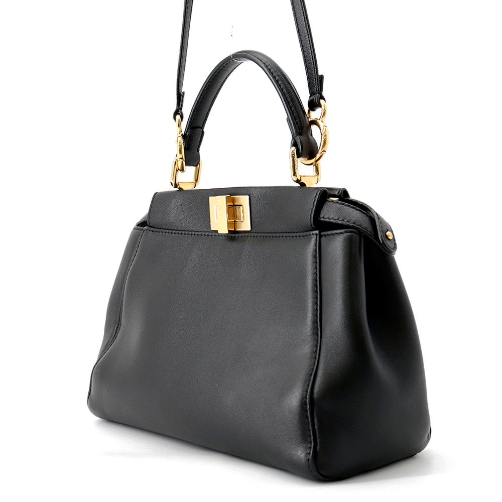 Fendi Peekaboo Mini Leather 2-Way Shoulder Bag Black — view 2