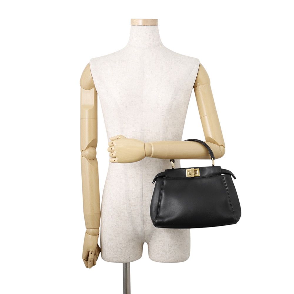 Fendi Peekaboo Mini Leather 2-Way Shoulder Bag Black — view 4