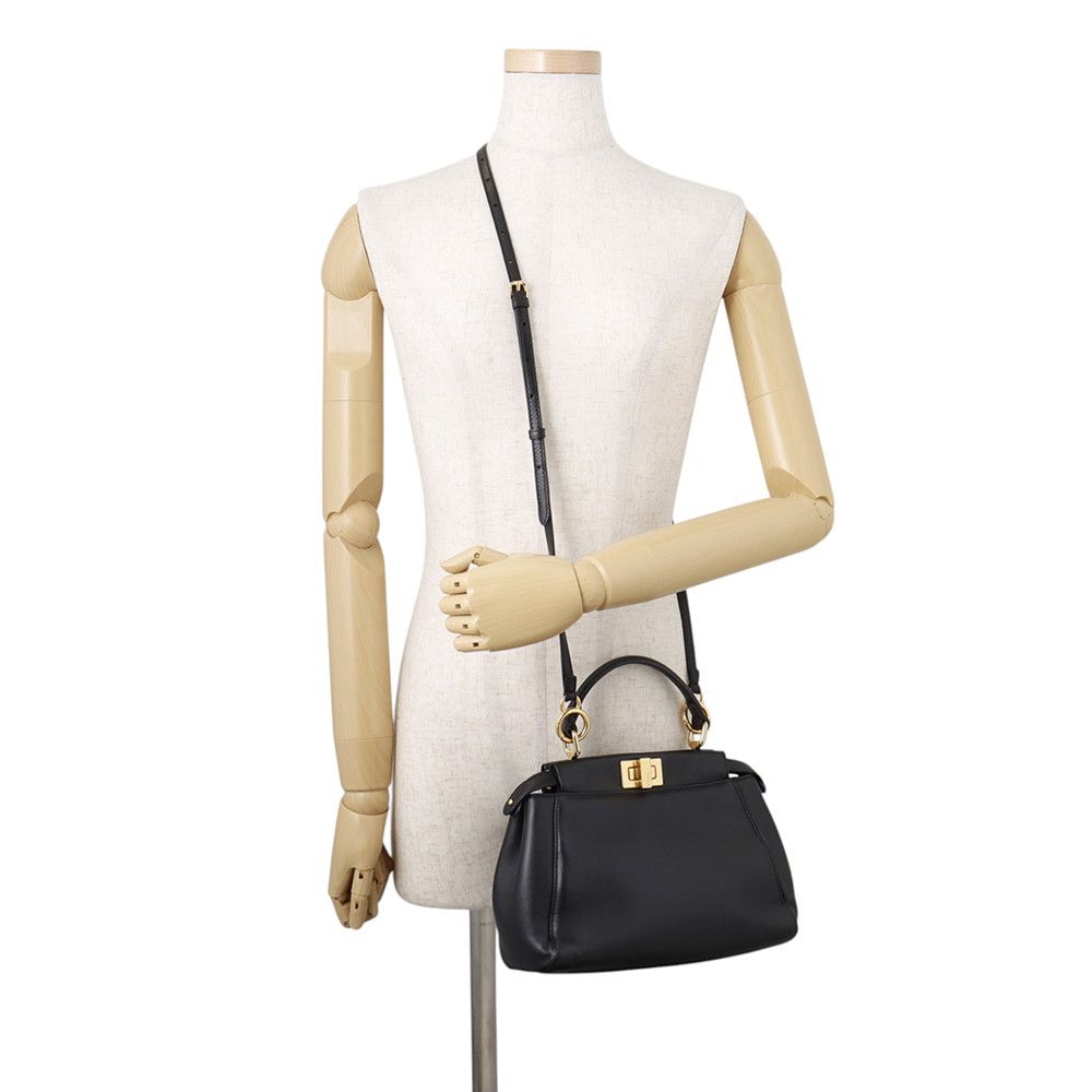Fendi Peekaboo Mini Leather 2-Way Shoulder Bag Black — view 5