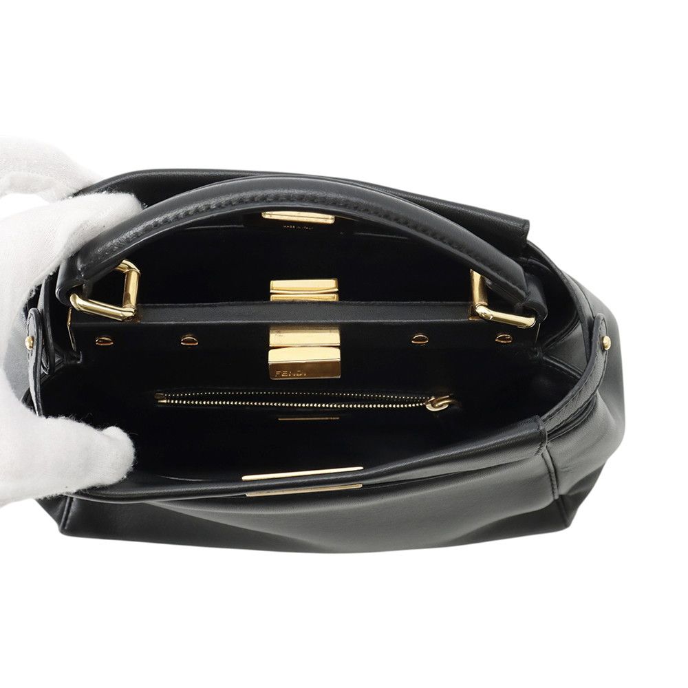 Fendi Peekaboo Mini Leather 2-Way Shoulder Bag Black — view 6