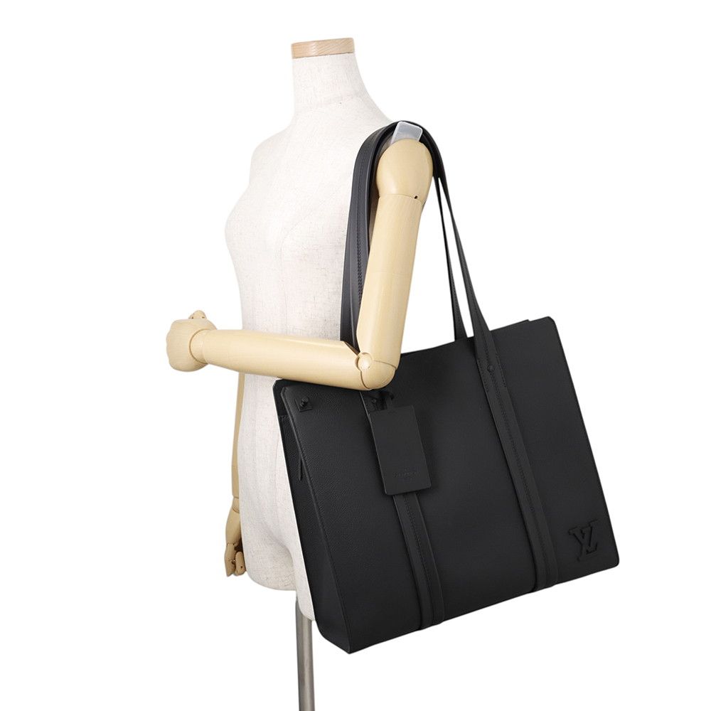 Louis Vuitton Tote Gray Leather LV Aerogram Black — view 4