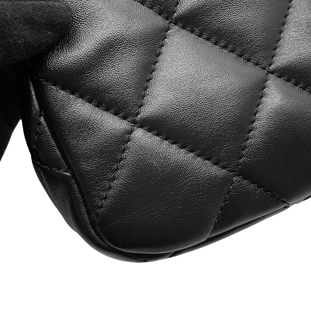 Chanel Chain Shoulder Bag Quilted CC Logo Lambskin Flap Black — view 8