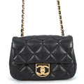 Chanel Chain Shoulder Bag Quilted CC Logo Lambskin Flap Black