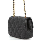 Chanel Chain Shoulder Bag Quilted CC Logo Lambskin Flap Black — view 2