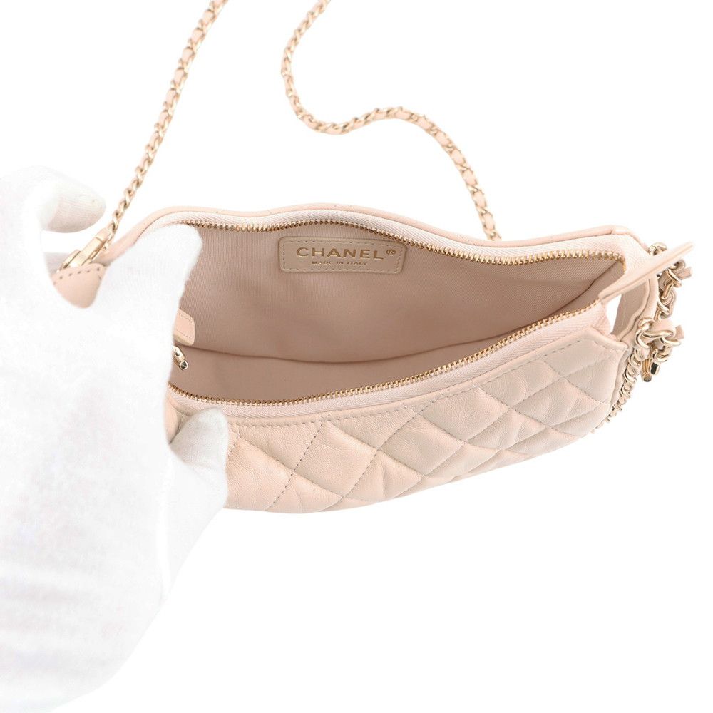 Chanel Chain Shoulder Bag Quilted Small Hobo CC Logo Lambskin — view 5