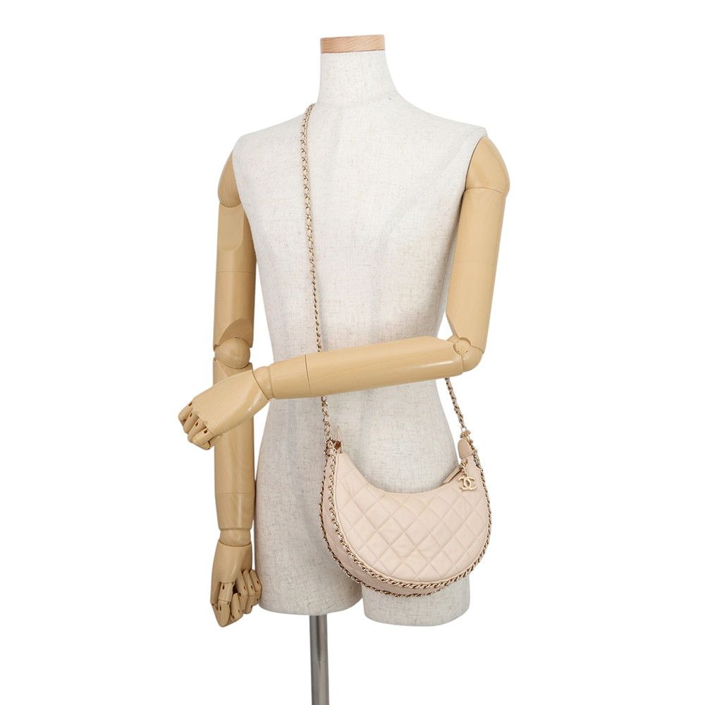 Chanel Chain Shoulder Bag Quilted Small Hobo CC Logo Lambskin — view 4