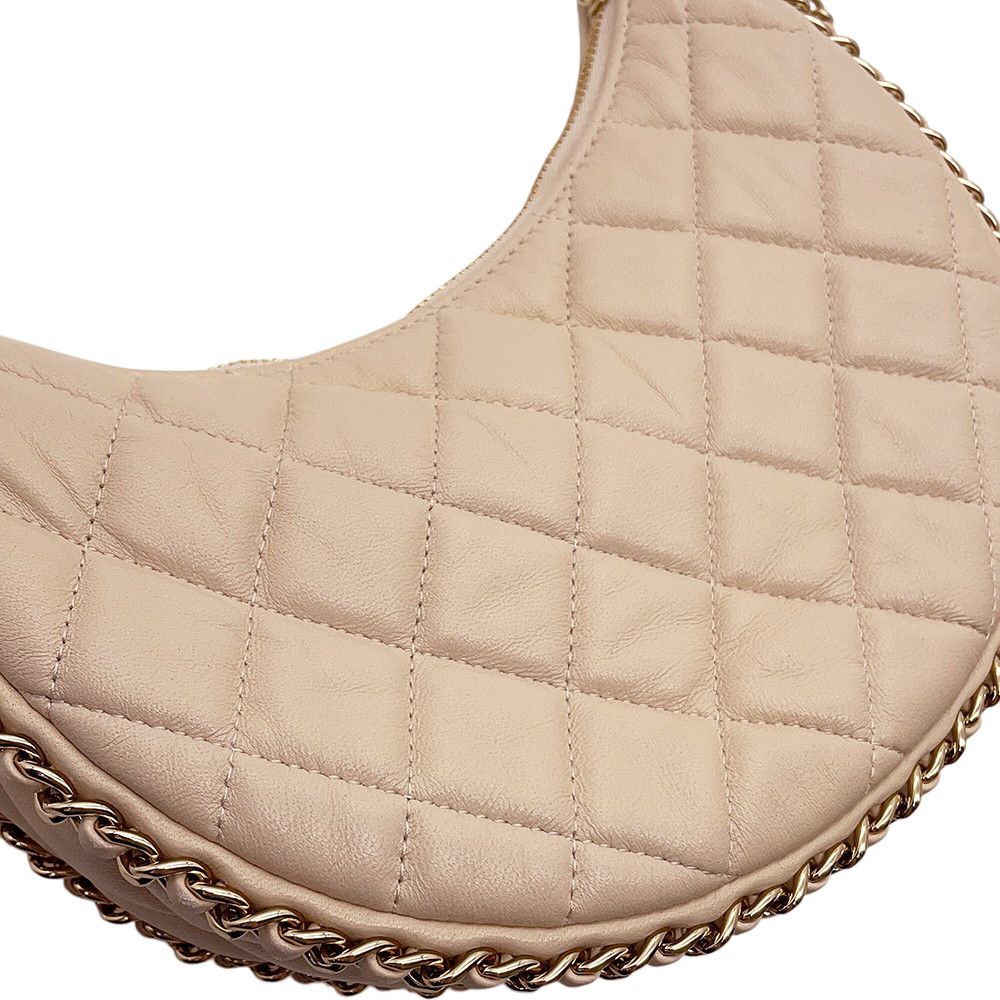 Chanel Chain Shoulder Bag Quilted Small Hobo CC Logo Lambskin — view 6