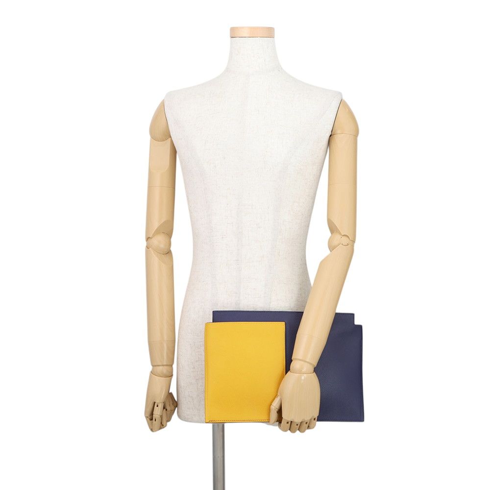 Hermes Clutch Nect Joan Ambre Blue Ankle Black Silver Color Box Calf — view 4