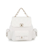 Chanel Backpack Quilted CC Logo Multi Pocket Caviar Leather White