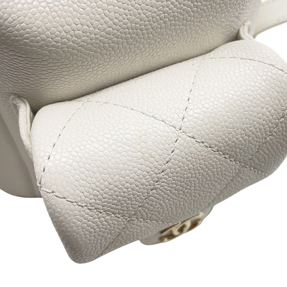 Chanel Backpack Quilted CC Logo Multi Pocket Caviar Leather White — view 8