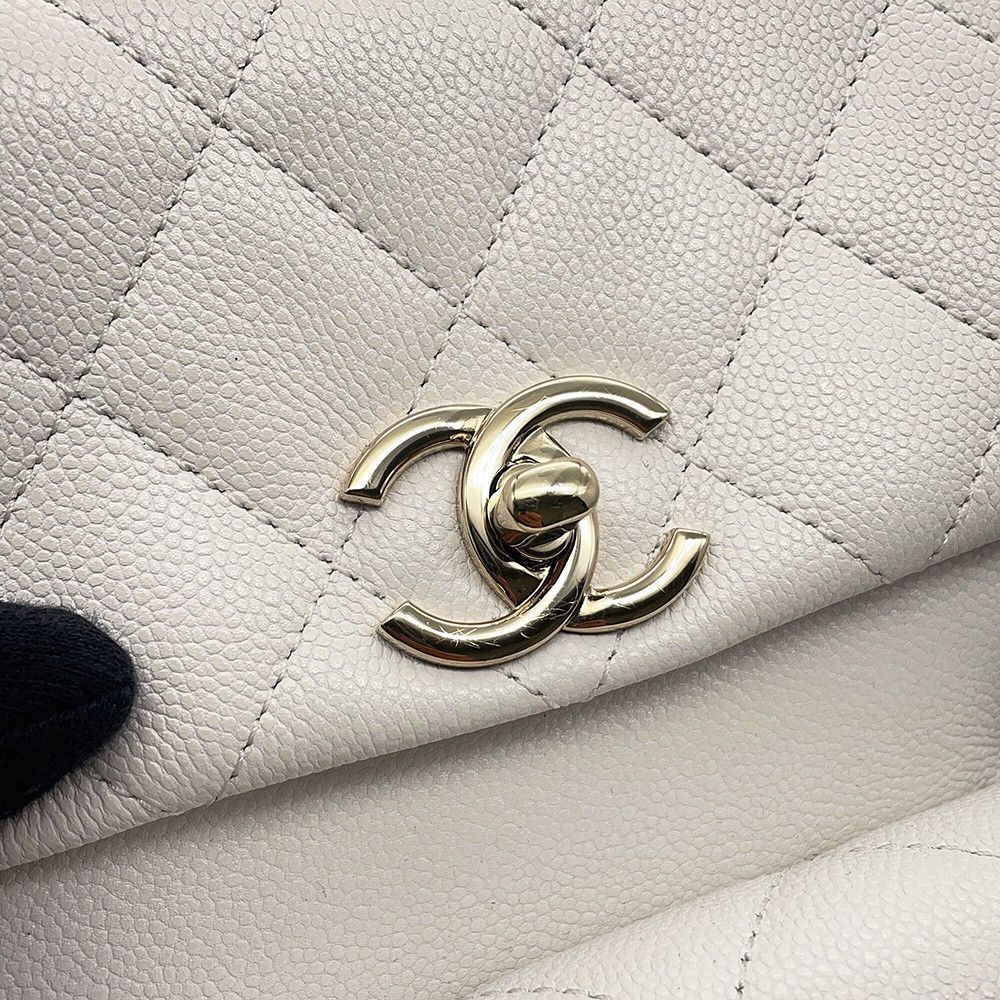 Chanel Backpack Quilted CC Logo Multi Pocket Caviar Leather White — view 6