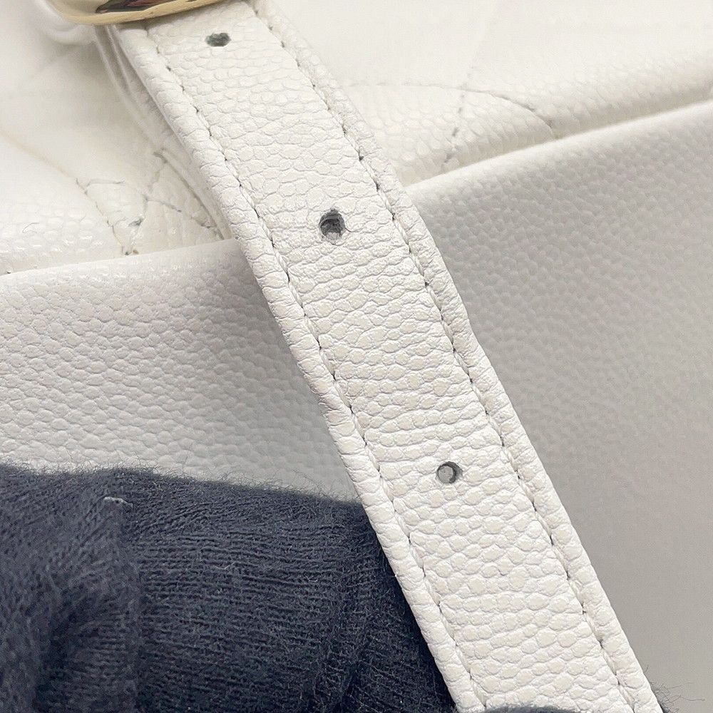 Chanel Backpack Quilted CC Logo Multi Pocket Caviar Leather White — view 9