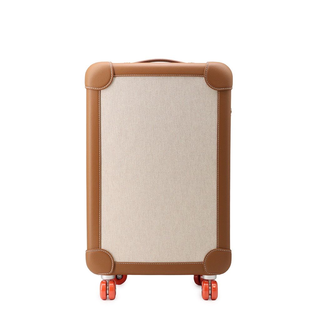 Hermes Carry Case Low Ring Mobility Suitcase Gold Silver Toile Ash Taurillon