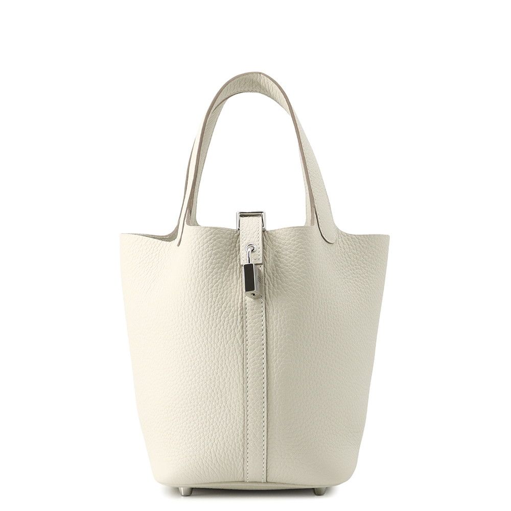Hermes Handbag Picotin Lock PM Cles Silver Taurillon Clemence Tote